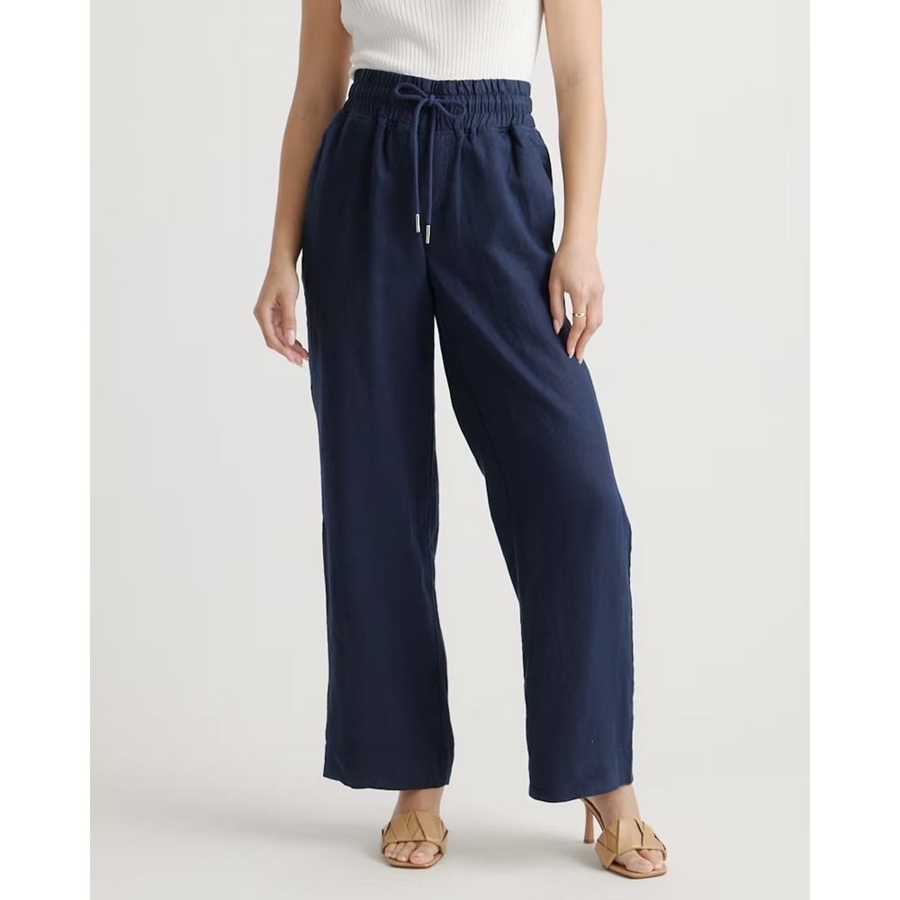 NWT Quince 100% European Linen Wide Leg Pants Deep Navy - Large
